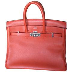 Hermes Birkin Bag 25 cm Rouge Red Tomat Palladium Hardware 5