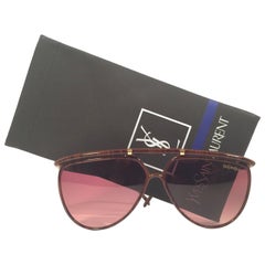 Yves Saint Laurent - Lunettes de soleil vintage marron délavé YSL 8633, Paris, années 1980, état neuf