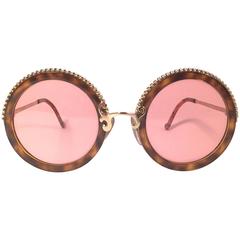 New Vintage Christian Lacroix Round Tortoise Gold Accents 1980 France Sunglass 6