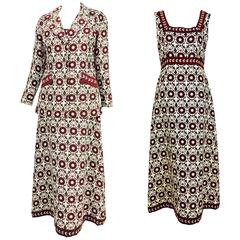 Vintage Don Luis De Espana 2pc. geometric brocade jacket and dress 1970s 12