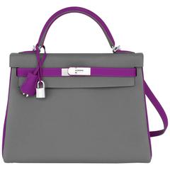 Hermès Horseshoe Stamp (HSS) Bi-color Raisin and Gris Perle Birkin