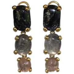 Goossens Paris Triple Stone Rock Crystal Earrings 1