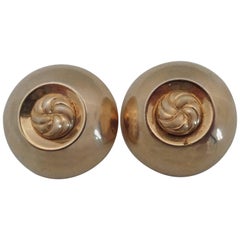 Retro 1990s Gold tone  rounded Clip on earrings 