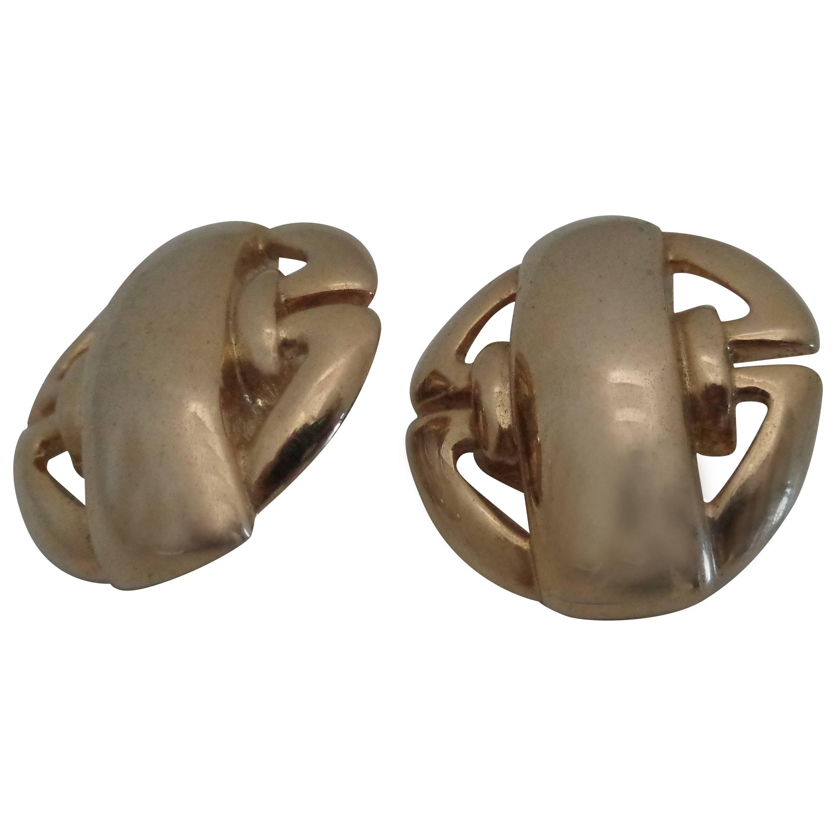 1980s Gold Tone Clip on Earrings For Sale