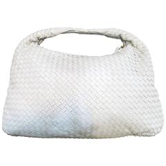 Early 2000
s Bottega Veneta White Woven Leather Shoulder Bag