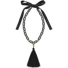 MARNI Resort 2012 Black & Gold Beaded Tassel Pendant Statement Necklace / Belt 11
