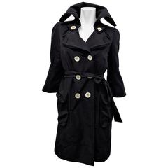 Stylish Louis Vuitton Black  belted trenchcoat / raincoat with flare sleeves
