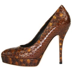 New Gucci Python Amber Platform Pumps Shoes It. 36 - US 6