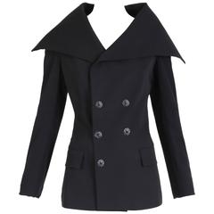 Jean Paul Gaultier Black Double Breasted Jacket w/Oversized Collar