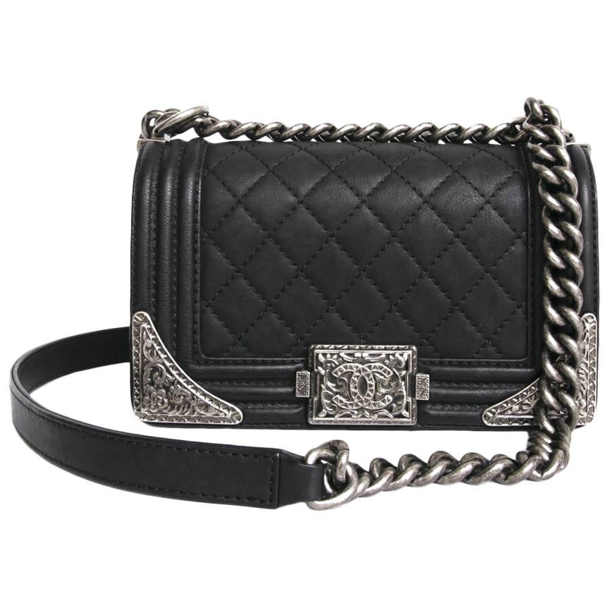 Chanel 'Paris Dallas' Boy Flap Bag in Black Quilted Leather