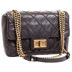 CHANEL Clasp 2.55 Smooth Lamb Black Leather Bag 2