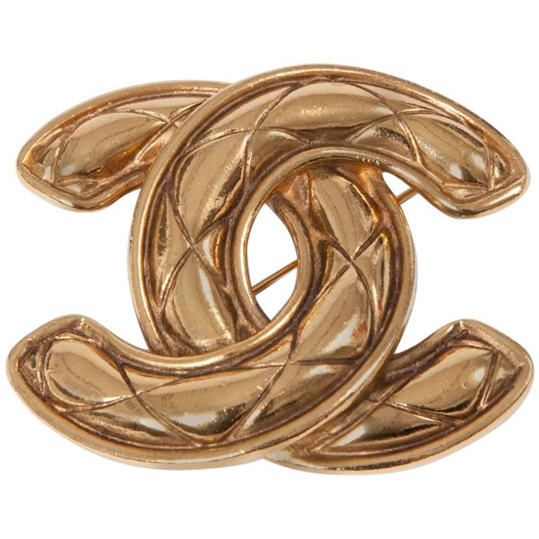 Numbered Chanel Quilted Double CC Brooch at 1stDibs