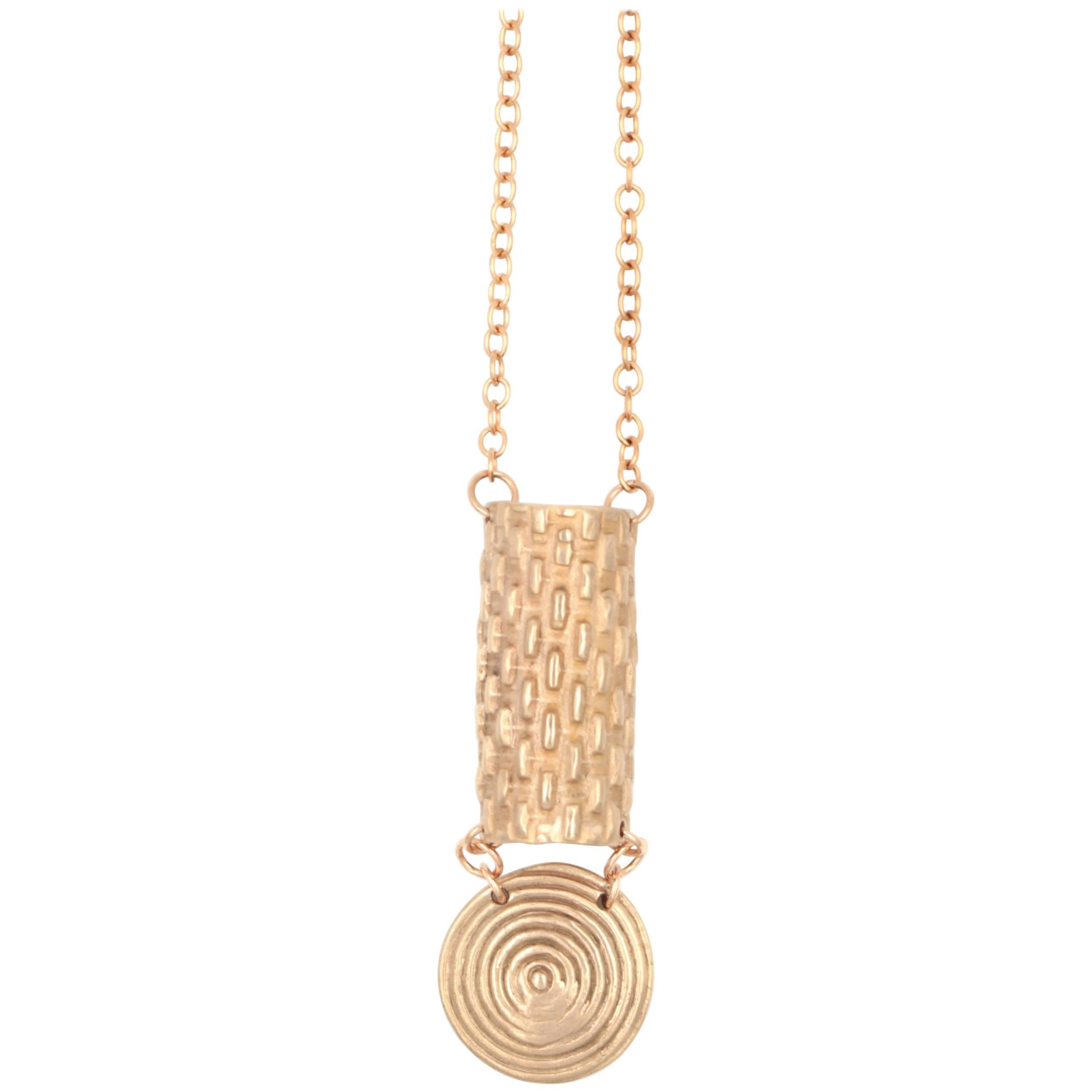 Bronze Concentric Circle Necklace For Sale