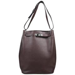 Hermes "Chocolate" Brown Togo Leather "So Kelly" 26 CM Bucket Bag