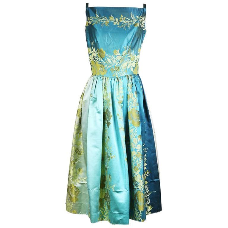 Burke Amey Ombre Brocade Dress circa 1960s For Sale at 1stDibs