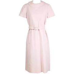 Norman Norell Baby Pink Wool Shift Dress circa 1960s 7