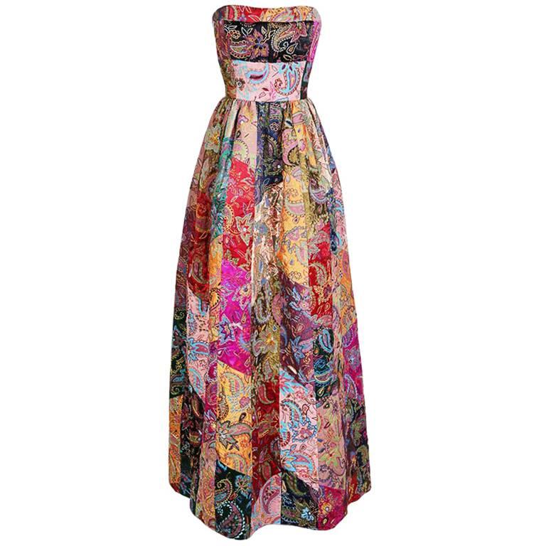 Oscar de la Renta Patchwork Tapestry Ball Gown, Fall 2002 at 1stDibs