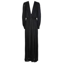 Yves Saint Laurent Black Jersey Long Sleeve Dress circa 1990s