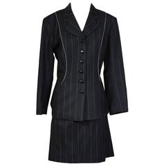 Alaia Pin Stripe Skirt Suit with Back Details circa 1990s/2000s