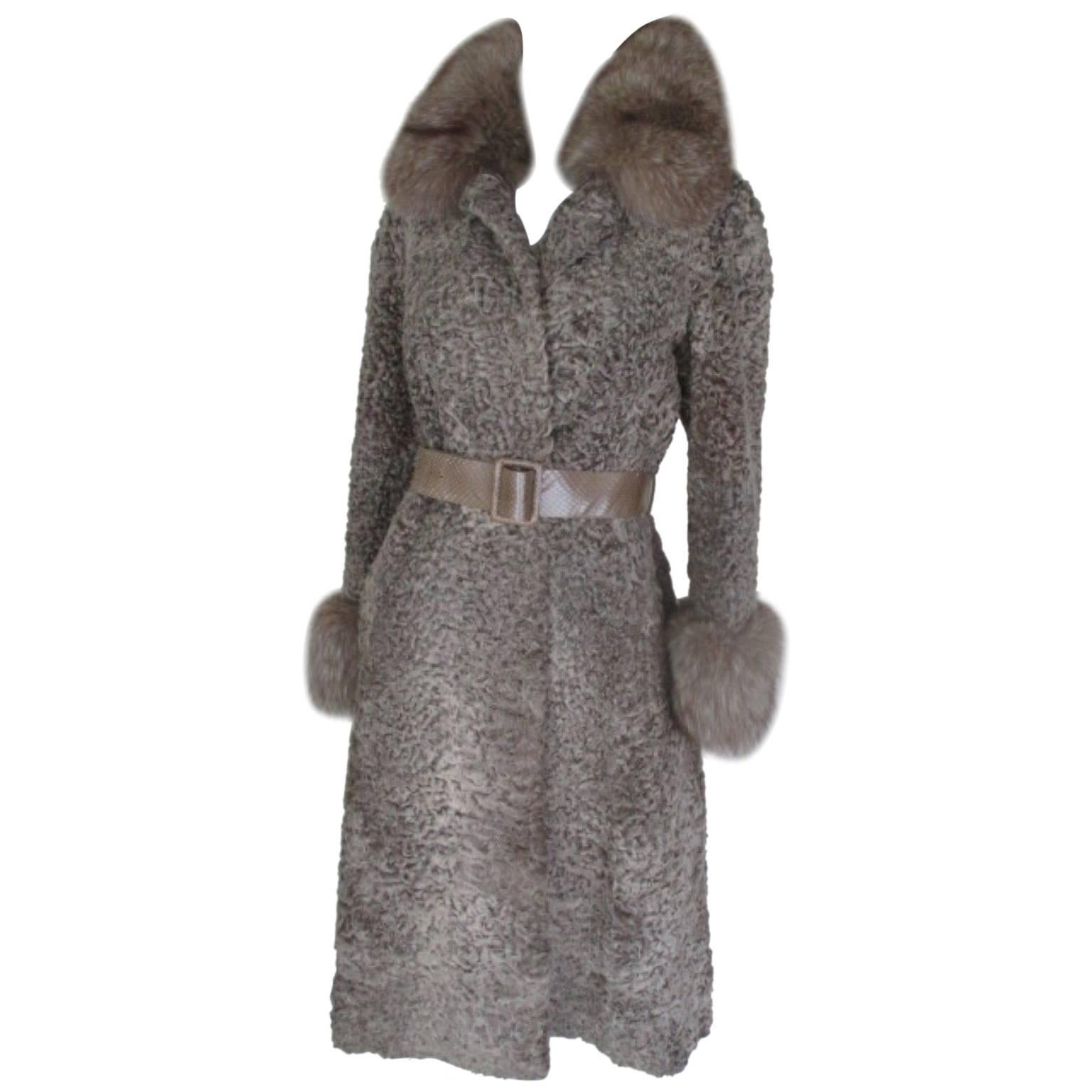 christian dior champagne persian lamb fox fur coat