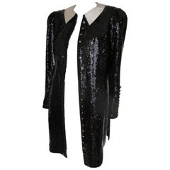 Black and White Sequins Tuxedo Gala Coat
