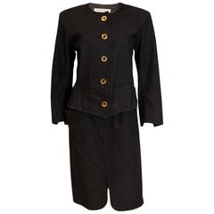 Yves Saint Laurent Rive Gauche Black Denim Skirt Suit 8