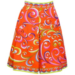 1960s Vintage Signed Emilio Pucci Cotton Skirt