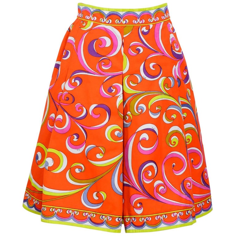 1960s Vintage Signed Emilio Pucci Cotton Skirt at 1stDibs