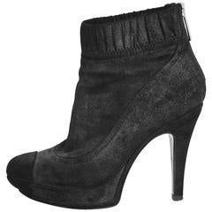 Chanel Black and Grey Iridescent Booties Sz 37.5 11