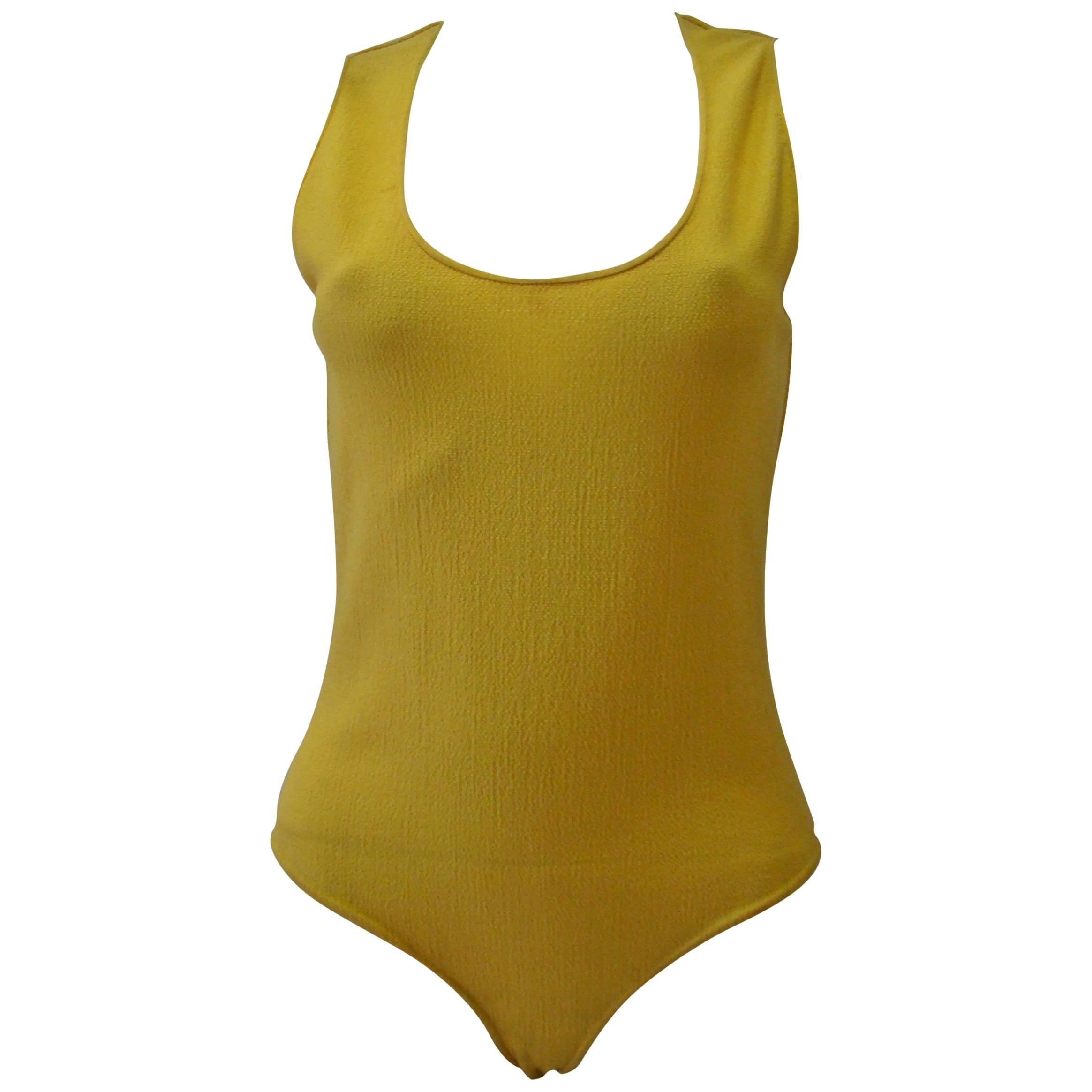 Gianni Versace Yellow Bodysuit 1990s For Sale