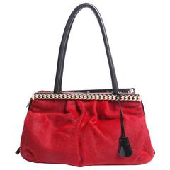 Christian Louboutin Kathena Pony Hair Bag - red/black 10