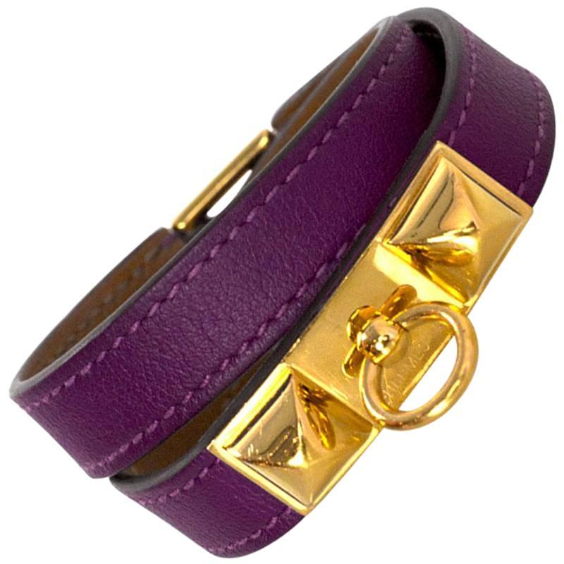 Hermes Purple Rivale Double Tour Bracelet Sz S