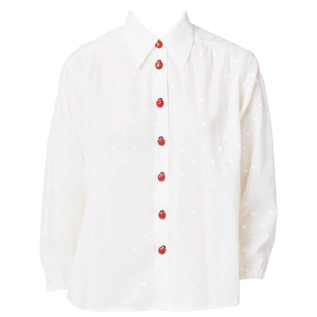 Yves Saint Laurent White Shirt With Ladybug Buttons