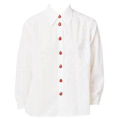 Yves Saint Laurent White Shirt With Ladybug Buttons