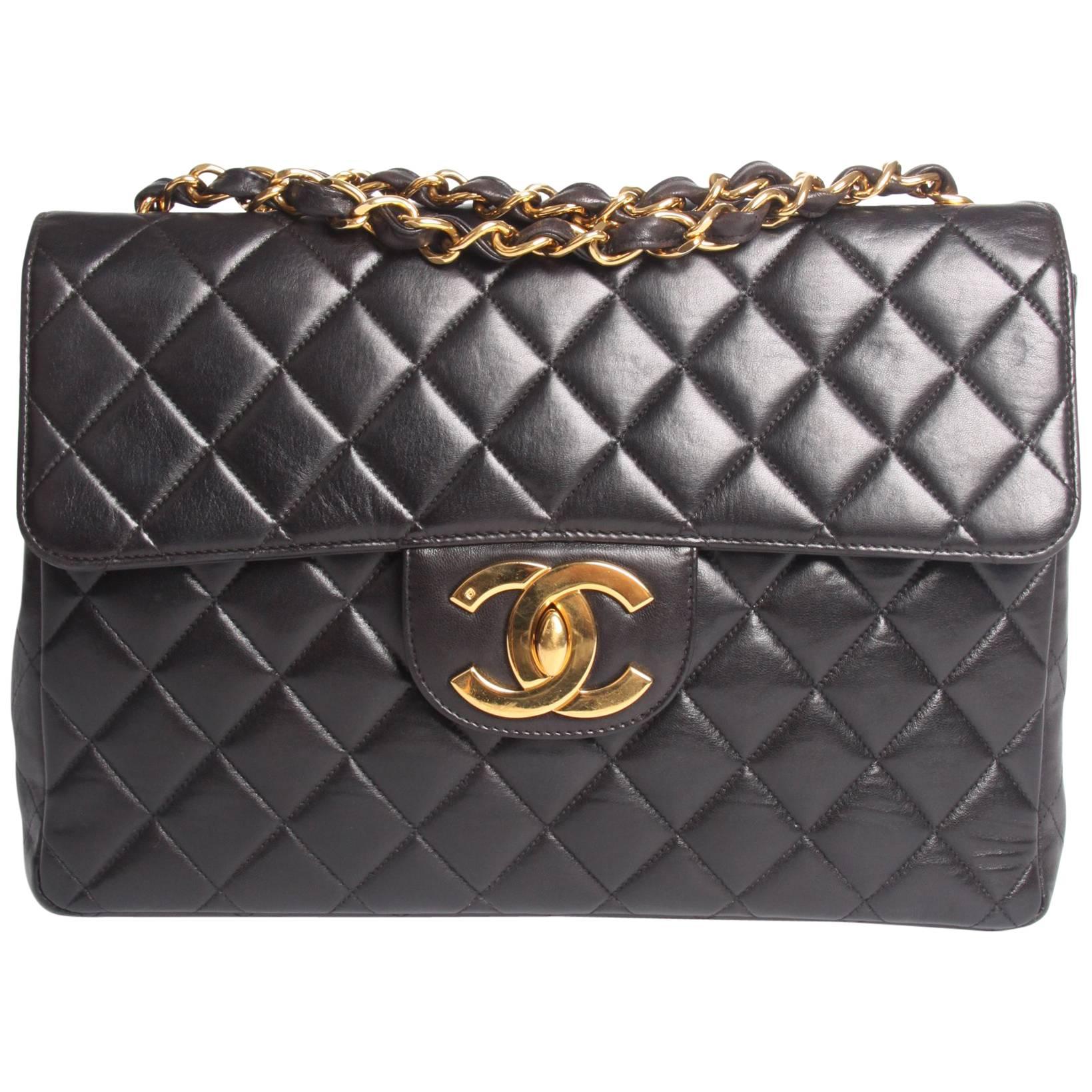  Chanel 2.55 Timeless Jumbo Flap Bag - black leather 1997