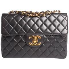 Chanel 2.55 Timeless Jumbo Flap Bag - black leather 1997