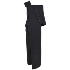 Yohji Yamamoto Schwarzer dekonstruierter Jumpsuit mit Knopfleiste