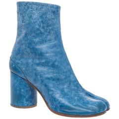 Maison Martin Margiela Blue Leather Tabi Boots 