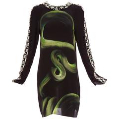 Alber Elbaz For Lanvin Black Silk Python Print Shift Dress, Spring/Summer 2012