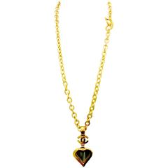 1987 Gold Plated Chanel "Mirror in the heart" Necklace 1
