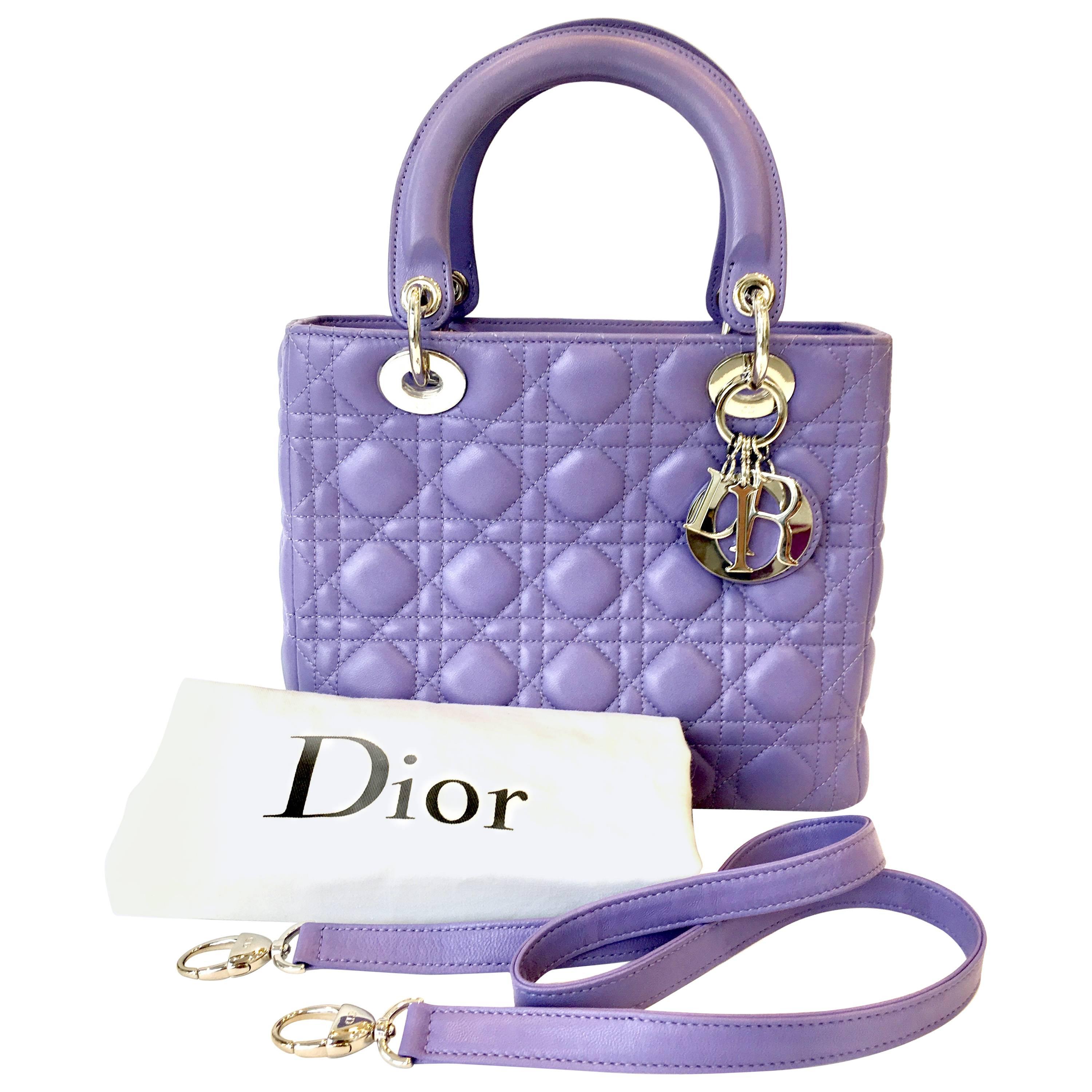 2000s Dior Violet Leather Lady D Tote Bag