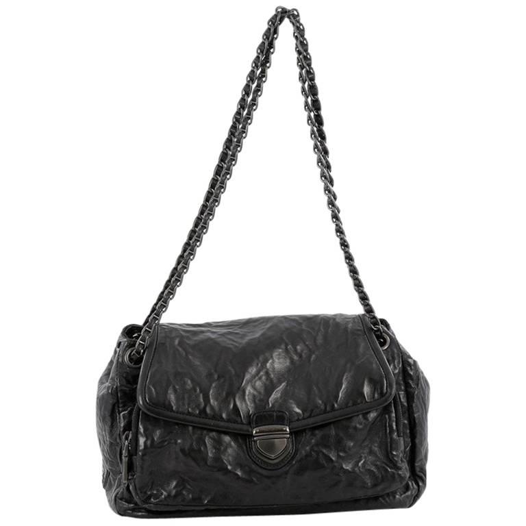 Prada Pushlock Chain Flap Shoulder Bag Nappa Antique Medium