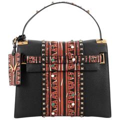 Valentino My Rockstud Convertible Satchel Tribal Embellished Leather Medium