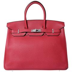 Hermes Birkin 35 Togo Leather Brick Red Color PHW