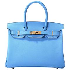 Hermes Birkin 30 Epsom Leather Blue Paradise Color GHW