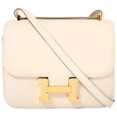 Hermes Constance 19 Veau Leather White Color GHW