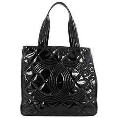Chanel Expandable CC Shopping Tote Quilted Patent Medium