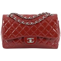 Chanel Classic Double Flap Bag Quilted Patent Jumbo