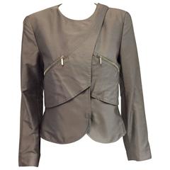 Glamorous Giorgio Armani Raw Silk Silver Cropped Jacket 10