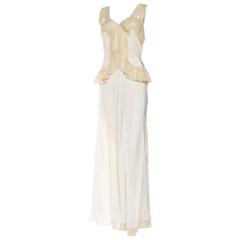 1930s 1940s Bias lace Trimmed Negligee